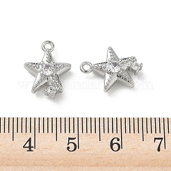 真鍮マイクロパヴェクリアキュービックジルコニアチャーム  スターのチャーム  プラチナ  15x13x5mm  穴：1.4mm&nbsp;KK-P355-01F-P