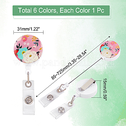 6 шт. 6-цветная плоская круглая катушка для значков из АБС-пластика AJEW-CA0002-09