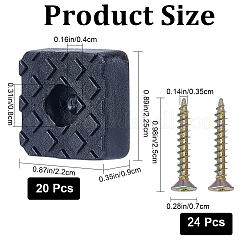 20 pièce de patins à vis en caoutchouc et en acier inoxydable pour meubles&nbsp;FIND-GF0005-77B