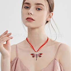 6 шт. 6-цветный комплект ожерелий с подвеской в виде бабочки из сплава и эмали со стразами&nbsp;NJEW-FI0001-06