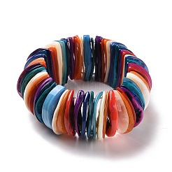 Bracciale elasticizzato con perline a mezzaluna conchiglia naturale&nbsp;BJEW-G636-07