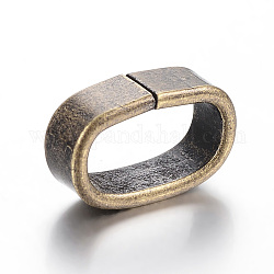 Breloques coulissantes/perles coulissantes en 304 acier inoxydable, pour la fabrication de bracelets en cuir, ovale, bronze antique, 15x9.5x5mm, Trou: 6.5x12mm