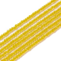 Transparent Glass Beads Strands, Faceted, Round, Gold, 2mm, Hole: 0.6mm, about 182~201pcs/strand, 14.57~15.24 inch((37~38.7cm)