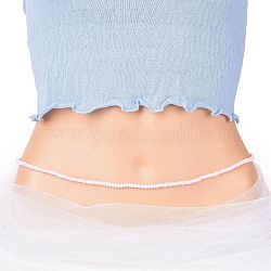 Taillenperlen, Glassaatperlen-Stretch-Taillenkette für Frauen, rosa, 31-1/2 Zoll (80 cm), Perlen: 5 mm