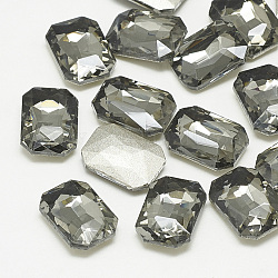 Similistein Cabochons Glas Strass, facettiert, Rechteck Achteck, schwarzen Diamanten, 14x10x4 mm