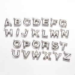 Breloques en 201 acier inoxydable, lettres mixtes aléatoires, 15.2x13x3mm, Trou: 1.2mm