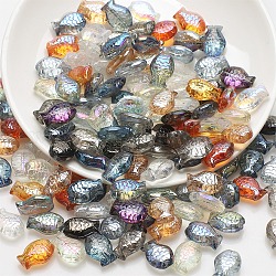 Perle di vetro trasparente, pesce, colore misto, 10x14mm, Foro: 1.2 mm