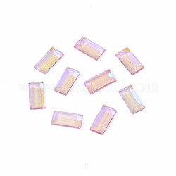 Cabujones de cristal de rhinestone, accesorios de la decoración del arte del clavo, facetados, Rectángulo, rosa, 4x1.5x1mm