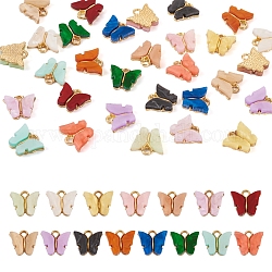 Pandahall 30 pièces 15 couleurs breloques acryliques, avec accessoire en alliage, breloque papillon, couleur mixte, 13x14x3mm, Trou: 2mm, 2 pcs / couleur