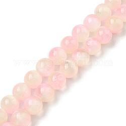 Hebras de cuentas de selenita natural, Grado A, teñido, redondo, rosa perla, 8.5mm, agujero: 0.8 mm, aproximamente 46 pcs / cadena, 15.35'' (39 cm)