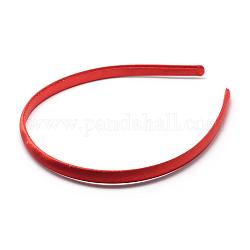 Plain Plastic Hair Band Findings, No Teeth, Covered with Cloth, Red, 120mm, 9.5mm