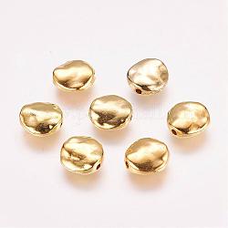 Tibetischer stil legierung perlen, Cadmiumfrei und Nickel frei und Bleifrei, gewellte Flachrund, golden, 12x12x4 mm, Bohrung: 1 mm