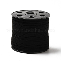 Flat Faux Suede Cord, Faux Suede Lace, for DIY Handmade Crafts, Black, 2.5x1.2mm, 100 yards/roll
