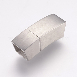 304 chiusura magnetica in acciaio inossidabile con estremità incollate, cuboide, smerigliato, colore acciaio inossidabile, 29x10x10mm, Foro: 8x8 mm