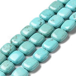 Chapelets de perles en howlite naturelle, teinte, carrée, turquoise, 12x12x5mm, Trou: 1.2mm, Environ 33 pcs/chapelet, 15.75 pouce (40 cm)