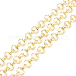 Rack Plating Brass Rolo Chains, Long-Lasting Plated, Cadmium Free & Nickel Free & Lead Free, Unwelded, with Spool, Real 18K Gold Plated, 5.5x2mm