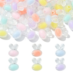 60 pièces 6 couleurs perles acryliques transparentes transparentes, mat, accessoires de bricolage, Perle en bourrelet, lapin, couleur mixte, 15.5x12x10mm, Trou: 2mm, 10 pcs / couleur