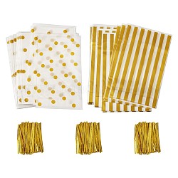 Plastiktüten, Mit Kunststoff- und Eisendraht-Kabelbindern, Rechteck, golden, 24.8x14.9 cm, 100 Stück / Set