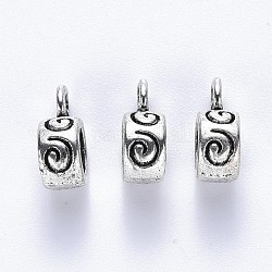 Staffe per tubi in lega in stile tibetano, loop bails, rondelle,  cadmio& piombo libero, argento antico, 12x8x4.5mm, Foro: 2 mm, 5mm diametro interno , circa 556pcs/464g