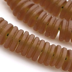 Handmade Frosted Lampwork Beads Strands, Flat Round, Sienna, 8x4mm, Hole: 2mm, about 108pcs/strand, 18.6inch