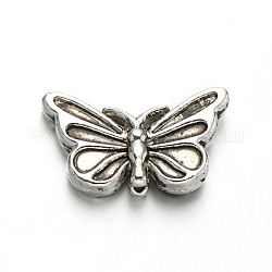 Butterfly Tibetan Style Alloy Beads, Cadmium Free & Lead Free, Antique Silver, 10x17x3.2mm, Hole: 1mm