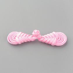 Conjuntos de botones de nudos hechos a mano de ranas chinas, botón del poliester, níspero, rosa perla, 60~65x14~15x5~6mm