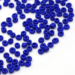Frosted Opaque Glass Seed Beads, Round, Blue, 4~5x2.5~5mm, Hole: 1mm, about 4500pcs/bag, 440~450g/bag