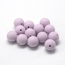 Perles de silicone écologiques de qualité alimentaire, ronde, lilas, 14~15mm, Trou: 2mm