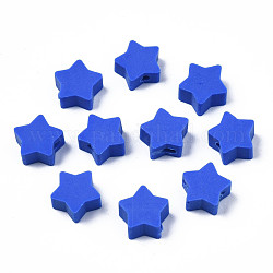 Perline polimero argilla fatto a mano, stella, blu, 8.5~9x9~9.5x4~5mm, Foro: 1.6 mm