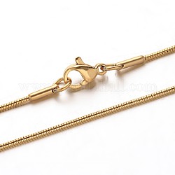 Collares de cadena de serpiente de 304 acero inoxidable, con cierre de langosta, dorado, 19.7 pulgada (50 cm), 1mm