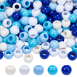 Nbeads 200 pz 5 perline europee acriliche stile, perline rondelle  con foro grande, colore misto, 13.5~14x11mm, Foro: 6.5~6.7 mm, 40pcs / style