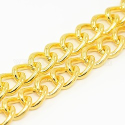 Iron Cuban Link Chains, Unwelded, with Spool, Golden, 10x8x2mm, about 50m/roll