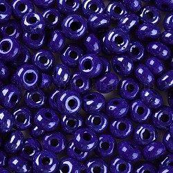 Perles rondes en verre lustre couleurs opaques, trou rond, bleu, 3~5x9~10mm, Trou: 2.5mm, environ 660 pcs / livre