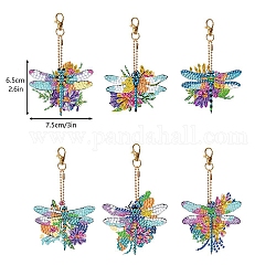 Flower Dragonfly DIY Diamond Painting Kit, Including Resin Rhinestones Bag, Diamond Sticky Pen, Tray Plate and Glue Clay and Metal Findings, Mixed Color, Pendant: 65x75mm
