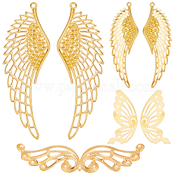 SUNNYCLUE 1 Box 58Pcs Gold Filigree Connectors Filigree Charm Pack Filigree Embellishments Filigree Angel Wings Hollow Wing Charms Connector Charms for Jewelry Making DIY Earrings Bracelet Necklace