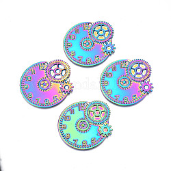 Ciondoli in lega color arcobaleno,  cadmio& piombo libero, orologio, 43x45x2mm, Foro: 2 mm