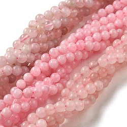 Granos naturales de abalorios de cuarzo rosa, redondo, 6~6.5mm, agujero: 0.8~1 mm, aproximamente 60~63 pcs / cadena, 15 pulgada ~ 15.5 pulgadas