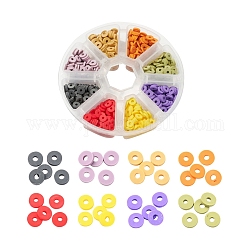 1120 Stück 8 Farben handgefertigte Polymer Clay Perlen, Scheibe Heishi Perlen, Mischfarbe, 6x1 mm, Bohrung: 2 mm, 140 Stk. je Farbe