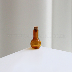 Мини-контейнеры для бутылок из боросиликатного стекла, бутылка желаний, с пробкой, лампа, оранжевые, 1.8x3 см