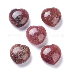 Natürlicher Erdbeerquarz-Herz-Liebesstein, Taschenpalmenstein zum Reiki-Ausgleich, 30x30x15~16 mm
