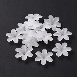 6枚の花弁透明アクリルビーズキャップ  艶消し  花  ホワイトスモーク  25.5x23x5.5mm  穴：1.6mm  約892個/500g