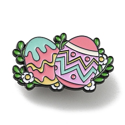 Пасхальное яйцо кролика цветок эмалированные булавки, милый значок кролика, Брошь из черного сплава для рюкзака, яйцо, 21x35x1.5 мм