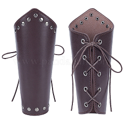 Ahandmaker 2 set cinturino in pelle, Bracciale per armatura da polso medievale, polsino per armatura da braccio, protezioni per le braccia punk, accessori per costumi rinascimentali, per uomini e donne cosplay, marrone