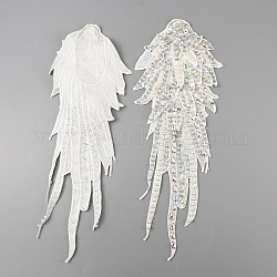 Appliques d'épaule de costume de fleurs multicouches à coudre à la main, avec imitation perle & strass, blanc, 415x154x7mm