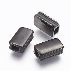 304 из нержавеющей стали бусы, прямоугольные, металлический черный, 11x6.5x4 мм, отверстие : 2.5x3 мм