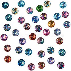 PandaHall 70pcs 35 Styles Mermaid Scales Glass Cabochons Flat Fish Skin Glass Cabochons Dome Gems for Photo Cameo Pendant Jewelry Making Handcrafts Scrapbooking (12mm)