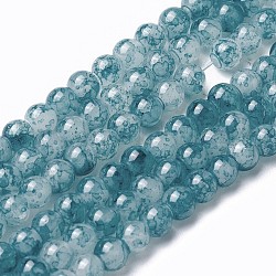 Chapelets de perles en verre peint par pulvérisation, ronde, dark cyan, 4~4.5mm, Trou: 0.7mm, Environ 217 pcs/chapelet, 31.4 pouce (80 cm)