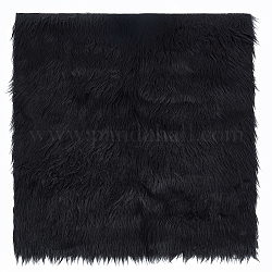 Tela de poliéster de piel sintética de pelo de conejo de imitación, para el material de costura de la ropa de diy del juguete de la felpa, negro, 400x400x1.5mm