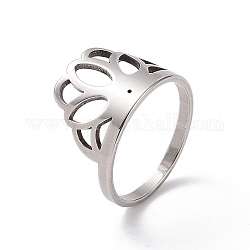 201 anillo de dedo de corona de acero inoxidable, anillo hueco ancho para mujer, color acero inoxidable, nosotros tamaño 6 1/2 (16.9 mm)