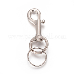 Alloy Swivel Clasps, Bolt Snaps with Iron Split Key Ring, for Dog Leash, Platinum, 96mm